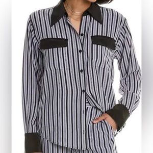 SALE‼️equipment femme blue striped two front pocket silk shirt